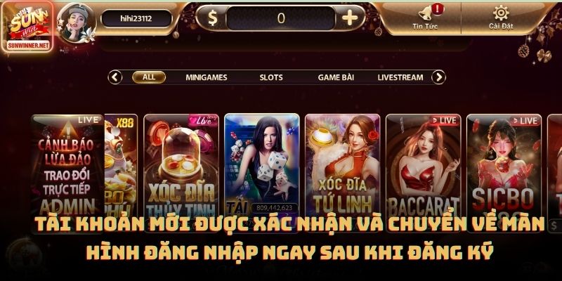 Đăng Ký Sunwin | Link Sunwin Cho Người Mới 2026 Tài khoản mới được xác nhận và chuyển về màn hình đăng nhập ngay sau khi đăng ký