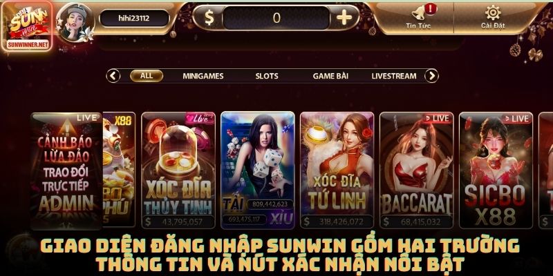 Đăng Nhập Sunwin | Hướng Dẫn Vào Game Sunwin Trên Giao Diện Mới Giao diện đăng nhập SUNWIN gồm hai trường thông tin và nút xác nhận nổi bật